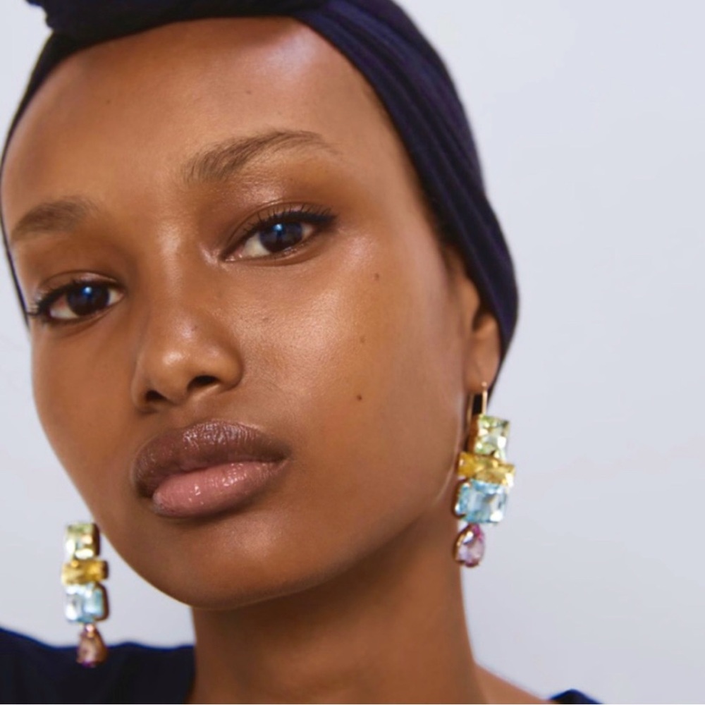 Zara multicolor gem drop earrings NWOT
